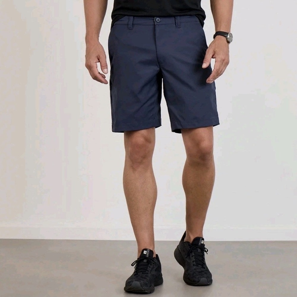 Bluffworks Ascender Performance Chino Shorts Mens Size 33 Navy Blue Stretch Golf